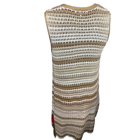 Hooked Up Crochet Duster Medium  Split Sides Browns Cream - Picture 6 of 13